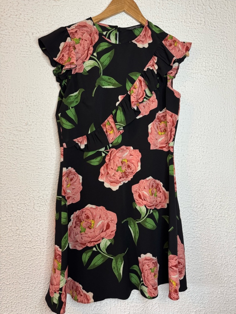Miss Selfridge Black Dress with Pink Floral Print